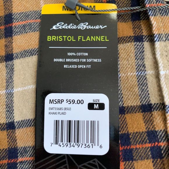 Eddie Bauer Bristol Men's Flannel Shirt long sleeve Medium - Picture 6 of 12